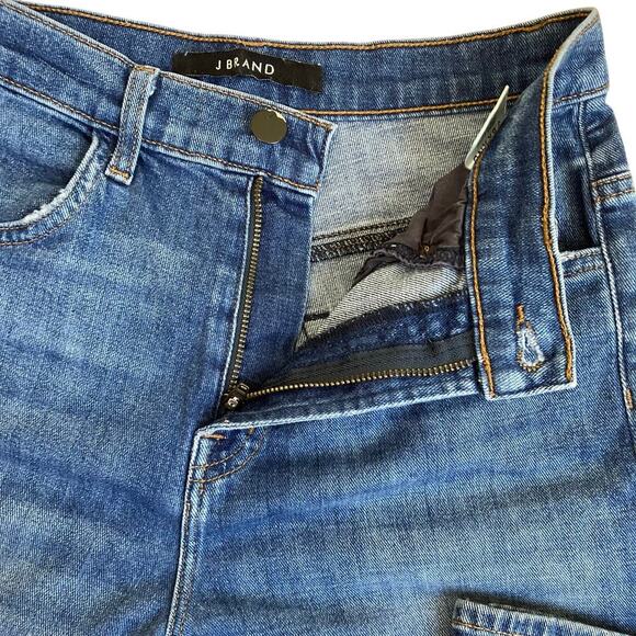 J Brand Sz 26 Joan Crop Wide Leg Jeans in Striker Wash Mid Blue Stretchy - Picture 8 of 16